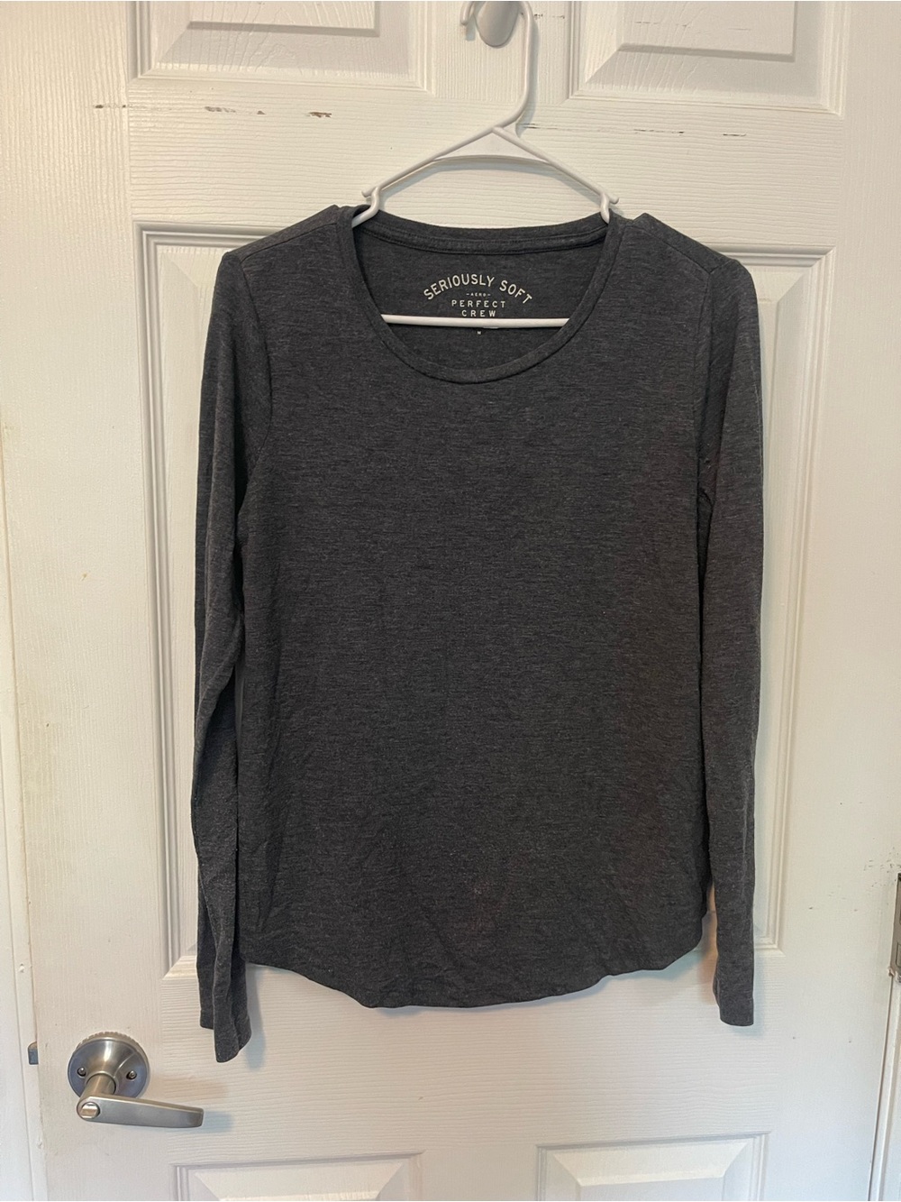 Aeropostale Charcoal Long-Sleeve Crewneck Tee